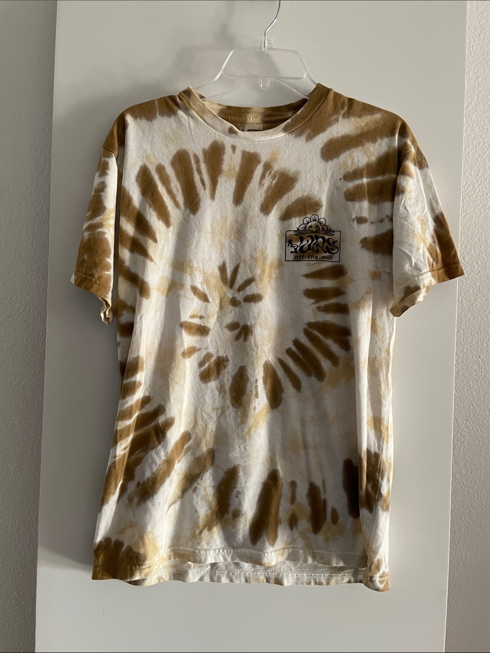 VANS Off the WALL Pure Cotton Skater Tie Die T Shirt Top Classic Fit Gold Yellow